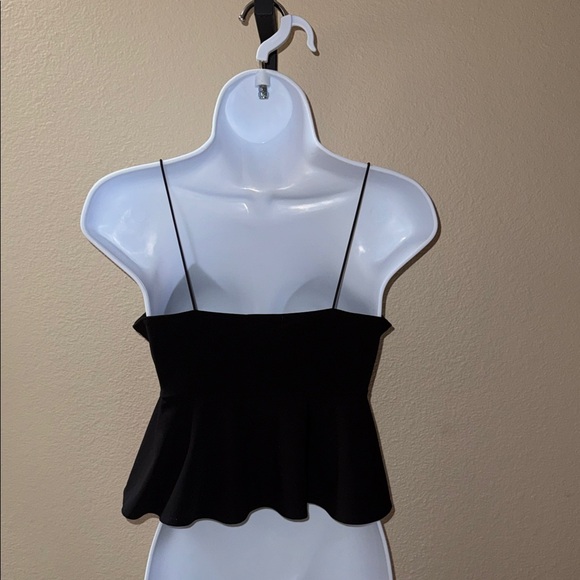 Leith Peplum Spaghetti Strap Camisole Cropped Top Black Women’s Size S - Picture 4 of 6